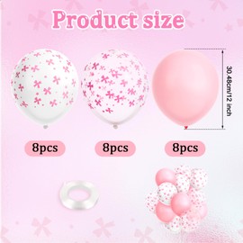 24pcs Bow Balloons, 12 Inch Pink Bow Latex Balloons Bow Theme Balloons Bow Birthday Balloons Pink Bow Party Decorations for Wedding Engagement Graduation Gender Revel Bachelor Party (Style 3)