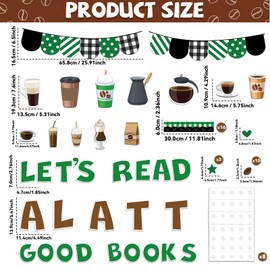 Coffee Bulletin Board Set Coffee Cup Classroom Decoration Latte Paper Cutouts Green Coffeehouse Crafts Teacher's Helper Charts Back to School Supplies for Nursery Chalkboard Reading Wall Door Decor