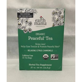 Earth Mama Organic Peaceful Tea 16 Count Chamomile Caffeine Free Pregnancy