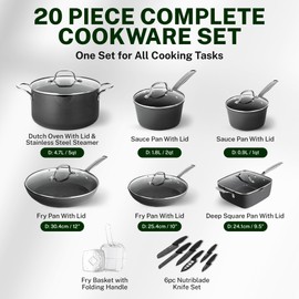 GRANITESTONE 20 Pc Hard Anodized Induction Cookware Sets, Kitchen Pots and Pans Set Non Stick, Anodized Kitchen Cookware Sets, Nonstick Cookware Set, Non Stick Pots and Pan Set, Oven & Dishwasher Safe
