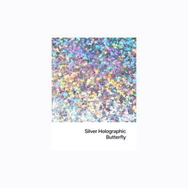 Hemway Craft Glitter - 1/8" 0.125" 3mm - Butterfly Glitter, Sequins, Sparkle, Nails, Decoration, Acrylic Nail Polish Additive - Silver Holographic - 50g