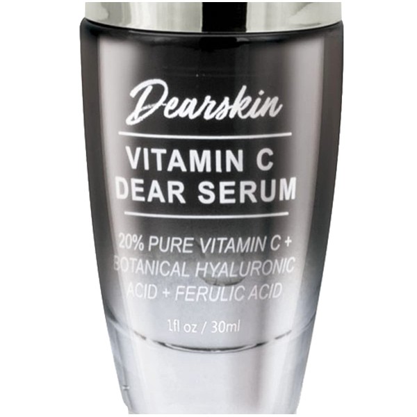 Dearskin Vitamin C Serum 20% - PURE L-ASCORBIC ACID, Ferulic Acid, Hyaluronic Acid Botanic, Vitamin E Organic Cruelty Free for Face and Neck Best Antioxidant, Treatment for Wrinkles, Men and Women