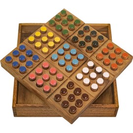 LOGOPLAY Memoria - A Memory Game with 2 Game Variants - Board Game - Thinking Game - Wooden Board Game with Coloured Plugs