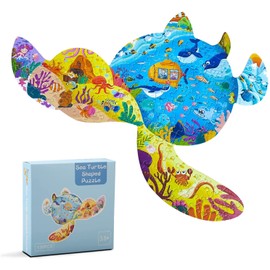 Kids Animal Puzzles for Kids 6-8, 8-10, 136 Piece Sea Turtle Jigsaw Puzzles for Children Age 6-10, Learning Puzzle Toys for Boys Girls Kids Birthday Gifts