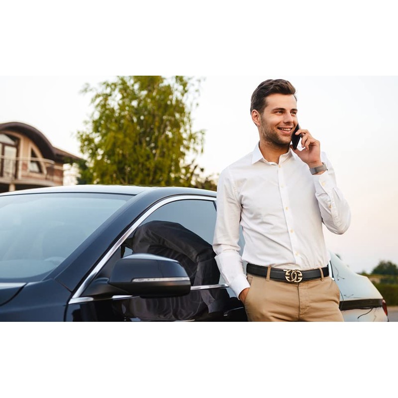 JEKIXHUA Real Leather Men Ratchet Belt Genuine Cowhide Customizable Fit