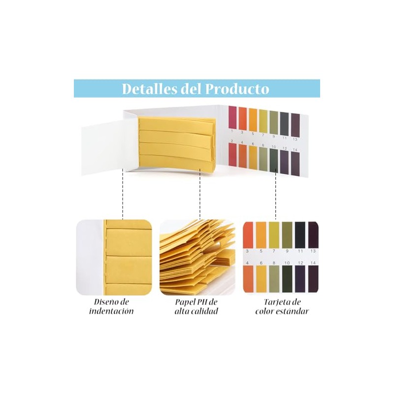 Papel de Prueba de PH, 400 Hojas, PH 1-14