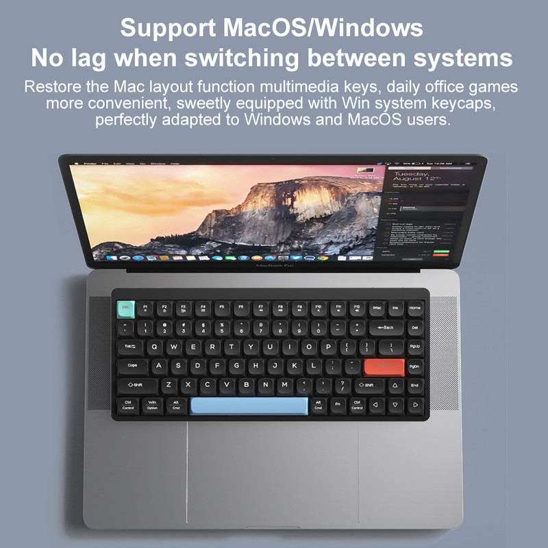 iBlancod Dual-mode Wireless Keyboard 2.4G+BT5.0 K84 Keyboard Low Axis Keyboard