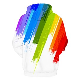 Neemanndy Sweatshirts for Men Women Colorful Graphic Hoodies Casual 3D Printed White Hooded Sweater with Pocket, Large