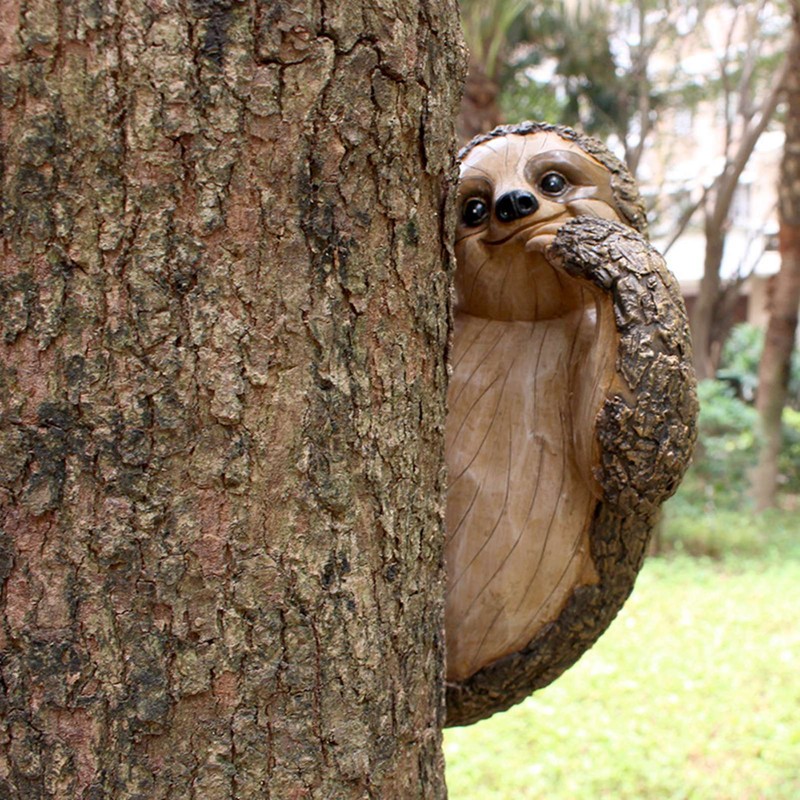Garden Peeker Sloth Sculptures Lovely Innovative Simulation Resin Waterproof Lasting