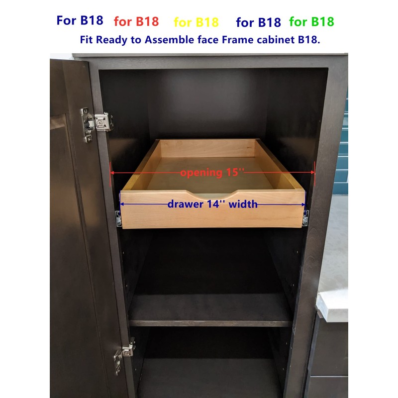 Elysian 14" Pull Out Kitchen Drawer for 18" Cabinets, Birch