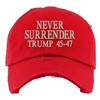 Never Surrender Trump Embroidered Dad Hat USA Adjustable Cap (Red)