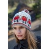 Pachamama Women Wool Bobble Beanie Hat Handknitted Cute Robin Design