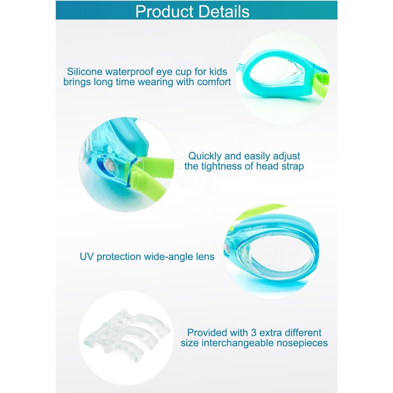[Saeko] Seiko S56 Vision Swim Goggles, Children's Swimming Goggles, UV