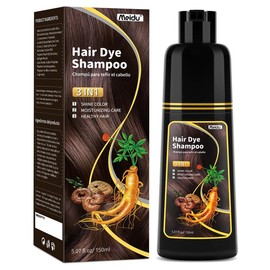 MEIDU 3 in 1 Black Hair Dye Shampoo - Herbal Ingredients Can cover gray hairs, Contains Ginseng Extract, Natural Haircoloring, Easter's Gift:_Dark Brown 350ml