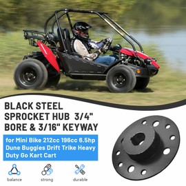 Black Steel Sprocket Hub for Go Kart 3/4" Bore & 3/16" Keyway for Mini Bike 212cc 196cc 6.5hp Dune Buggies Drift Trike Heavy Duty Go Kart Cart with Hardware Kit