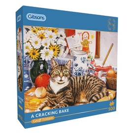 Gibsons A Cracking Bake 500 Piece Jigsaw Puzzle Kitchen Cat Beautiful Colourful Artwork Nostalgic Sustainable Jigsaw Puzzle for Adults Teens Premium 100% Recycled Board Great Gift Gibsons Games