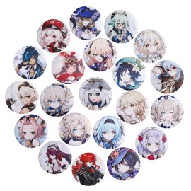 TaiCy 21 pcs Mixed Badges, Genshin Impact Game Pins Badges, 44mm Yuanshen Game Badges, Colourful Waterproof Badges, for clothing,Backpack, Birthday Party Favors, Collection Gift for Anime Lovers