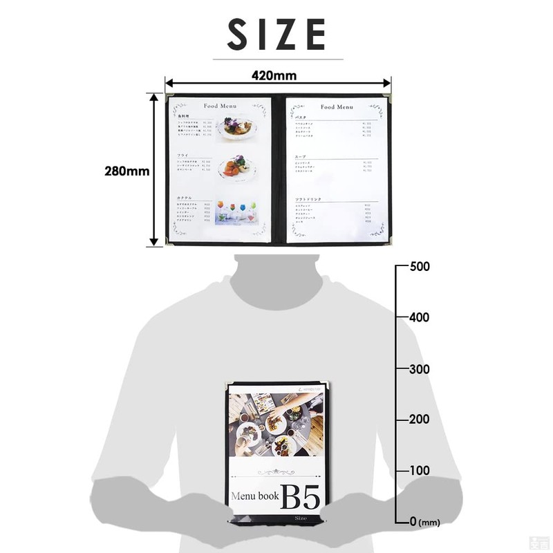 Menu Book, 6 Pages (3 Panels, 6 Sides), B5 Size,