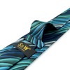 Shiraku to Wing Men's Necktie, Wavy, Blue, Floral, Silk, Green,