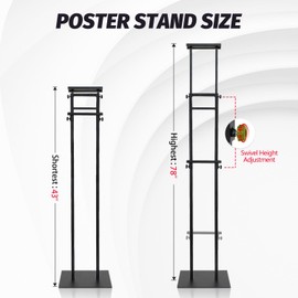 Poster Board Stand for Display, Sign Holder Stand with Heavy Duty Pedestal Poster Stand, Adjustable Banner Stand, Height Up to 80 inch, Double-Sided Foam Board Stand for Business Advertising (1 Pack)