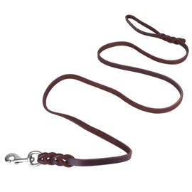Round Dog Lead, Leather Dog Lead, Leather Strap, Safety Rope for Dogs Running Training Puppies (1.2 m)