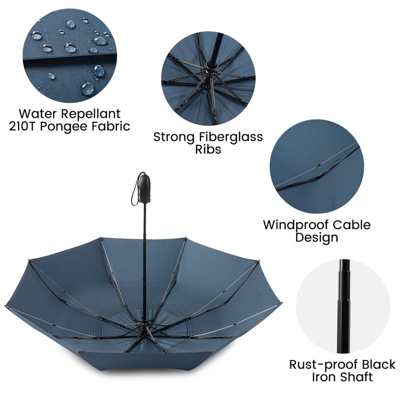 G4Free 46 Inch Windproof Foldable Travel Umbrellas Double Canopy with