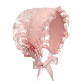 LUMoony Baby Christening Hat 1 Piece 0 to 2 Years Baby Girl Lace Sun Hat Cotton Christening Bonnet Toddler Bonnet Hat Summer Hat Beach Hat, pink