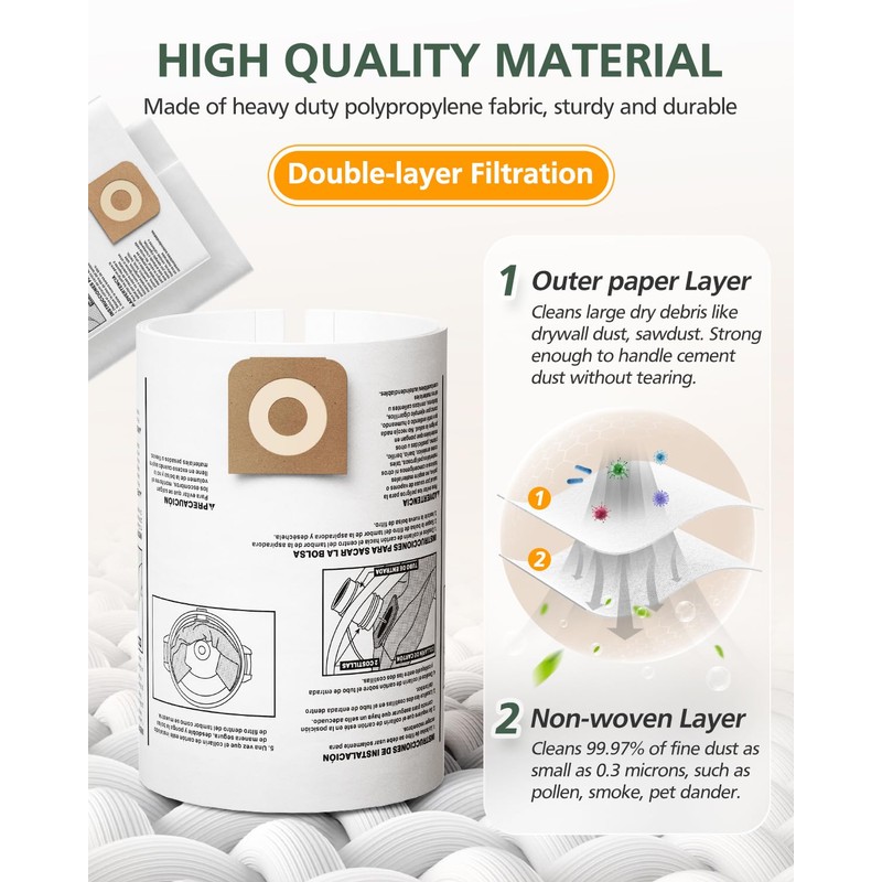 10 Pack CMXZVBE38749 Vacuum Dust Bags Compatible with CRAFTSMAN 16-20