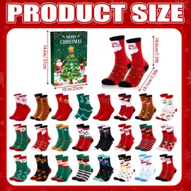 Sock Advent Calendar 2026 Funny Christmas Fluffy Socks for Adults 24 Days Christmas Countdown Advent Calendar 24 Pair Colorful Fluffy Warm Socks for Xmas Gifts