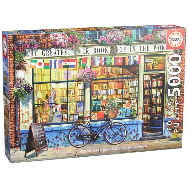 Educa - Greatest Bookshop in The World - 5000 Piece Jigsaw Puzzle - Puzzle Glue Included - Completed Image Measures 61.75" x 42.25" - Ages 14+ (18583)
