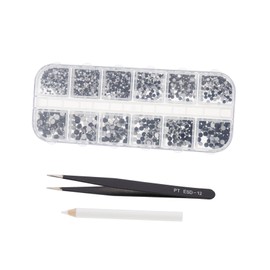 Housoutil 1set Rhinestone Nail Art DIY Manicure Supplies Flatback Gems for Elegant Nail Designs Easy Application for Home Salon Use Includes Random Tweezers