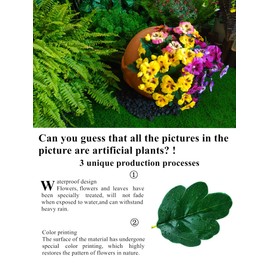 QIANYUN Fake Flowers-13in Pansy Small Wild Flower Artificial Plants Outdoor Plastic Purple Flowers for Home Wedding Kitchen Garden Table Centerpieces Indoor Outdoor Decor (Mixed Color)