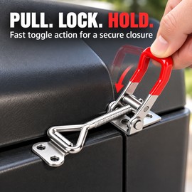 4 Pack Adjustable Toggle Latch Clamps, 360 lb Heavy Duty Metal Pull Latches with Red Grip Handles