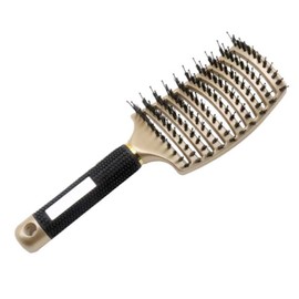 UTSAUTO Boar Bristle Hair Brush, Professional Curved Vented Curly Hair Detangling Brush for Women, Men, Paddle Detangling Brush for Wet Dry Curly Thick Straight Hair, (Gold)
