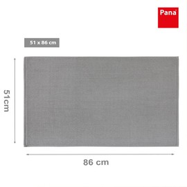 PANA Cotton Bath Mat Non-Slip • Shower Mat and Bath Mat • 100% Cotton Bath Mat Washable • Ökotex Certified • Size: 51 x 86 cm • Colour: Light Grey