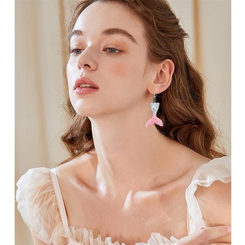 CHUNYANAN Unique Elegant Colorful Princess Mermaid Dangle Drop Earrings for
