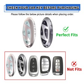 TOMALL for Hyundai Key Fob Cover with Keychain, 7 Buttons Soft TPU Keyfob Case Compatible with Hyundai IONIQ 6, Santa Fe, Grandeur, KONA, Elantra (2022-2025) - White