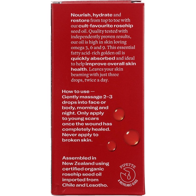 Trilogy Certified Organic Rosehip Oil for Unisex, 0.67 Ounce