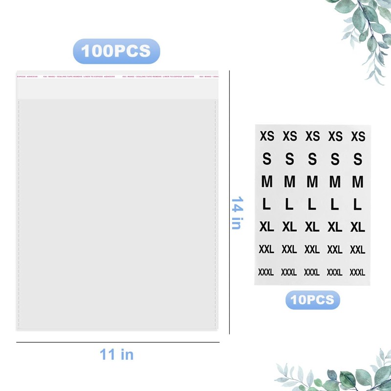 100 Count T Shirt Bags, Cellophane Bags Clear Poly Plastic