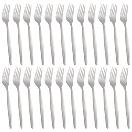 24x 19.5cm Economy Stainless Steel Dinner Forks - Silver Metal Kitchen Dining Dessert Catering Cutlery Table Fork Set - by Argon Tableware