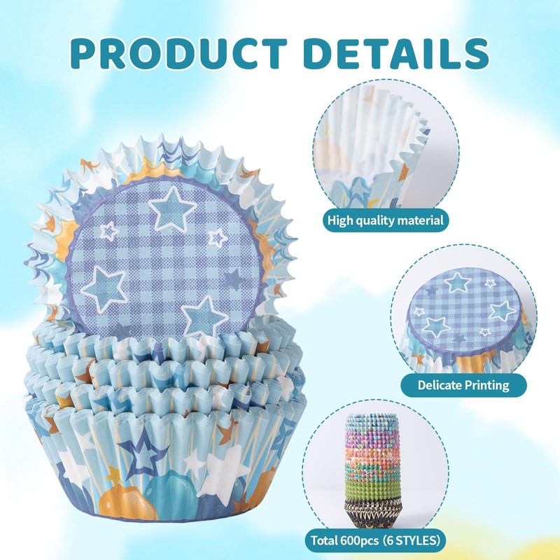 Staruby 600Pcs Standard Size Cupcake Cases, Disposable Cupcake Baking Liners