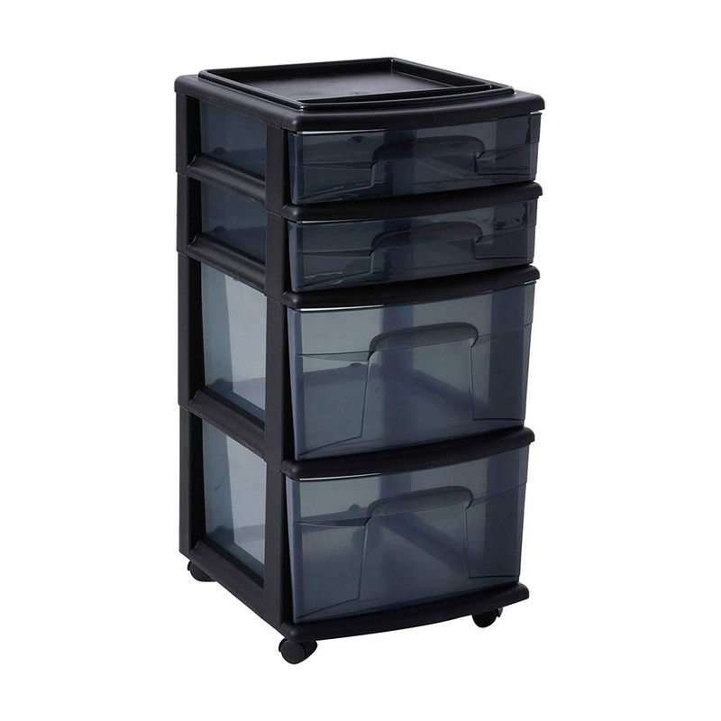 HOMZ 2-Pack 4-Drawer Plastic Storage Cart, Home & Office Organizer,