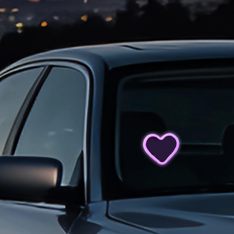 Car LED Ambient Light, Solar-Powered Heart-Shaped LED Neon Light, 5