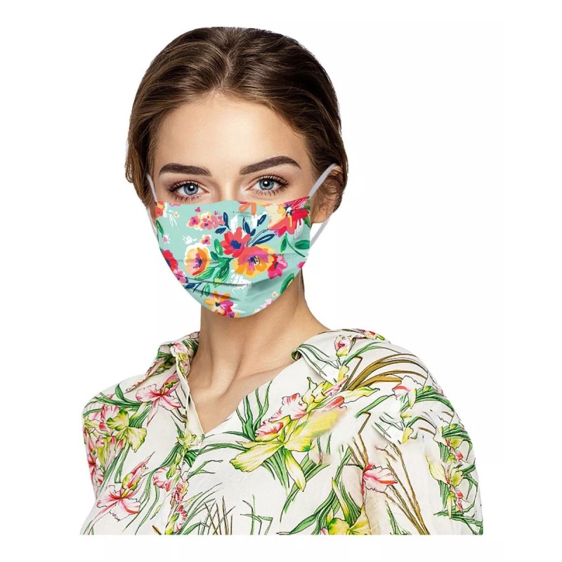 Mascarilla Con Estampado De Flores Para Protección Desechabl