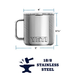 YETI Stainless Steel Rambler Drinking_Cup, Vacuum Insulated, with MagSlider Lid, 14 Ounces, Offshore Blue