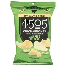 4505 Meats Pork Rinds Jalapeno Cheddar 3 Oz (Pack of 12)