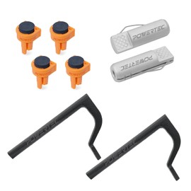 POWERTEC 72076 Workbench Clamps Set for 3/4" Bench Dog Hole, Includes 2pcs 8 inch Workbench Holdfast, 2pcs Bench Dog Clamps 3/4" x 2-3/8" and 4pcs Deluxe Bench Dogs with Grommet Bench Brake Inserts