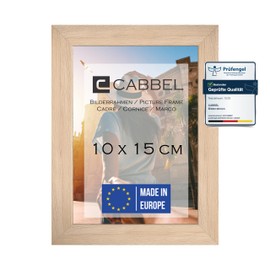 CABBEL Picture Frame 10 x 15 cm, Natural, Sturdy MDF Wood Frame, Shatterproof Plexi Glass, for Hanging and Standing, Ideal for Photos/Pictures/Collage