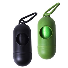 AvoDovA Dog Waste Bag Dispenser, 2 Pack 10 x 4cm Pet Poop Bags Holder, Portable Dog Poop Bag Dispenser with Clip for Walking Running Hiking Travelling