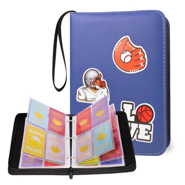 AULEEP Blue Trading Card Album 4 Compartments Holds 520 Cards